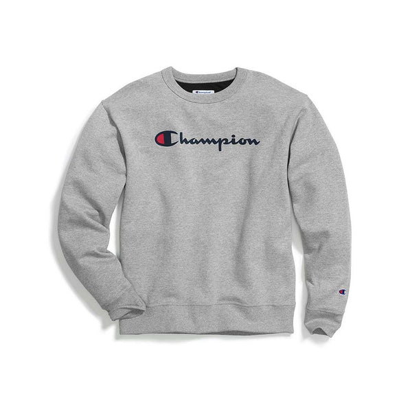 Champion script logo on sale sweatshirt