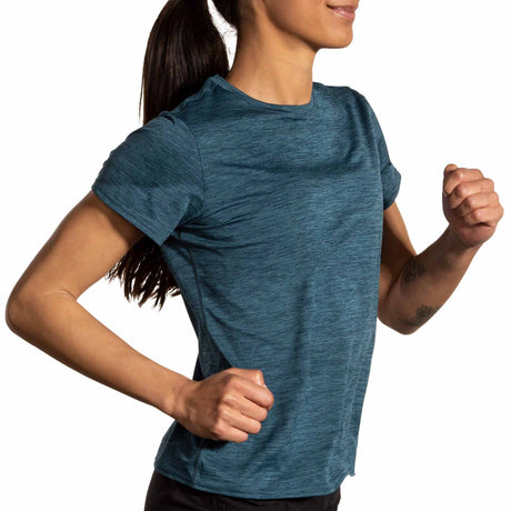 Brooks Luxe T-shirt de course à pied à manches courtes pour femme - Heather Ocean Drive