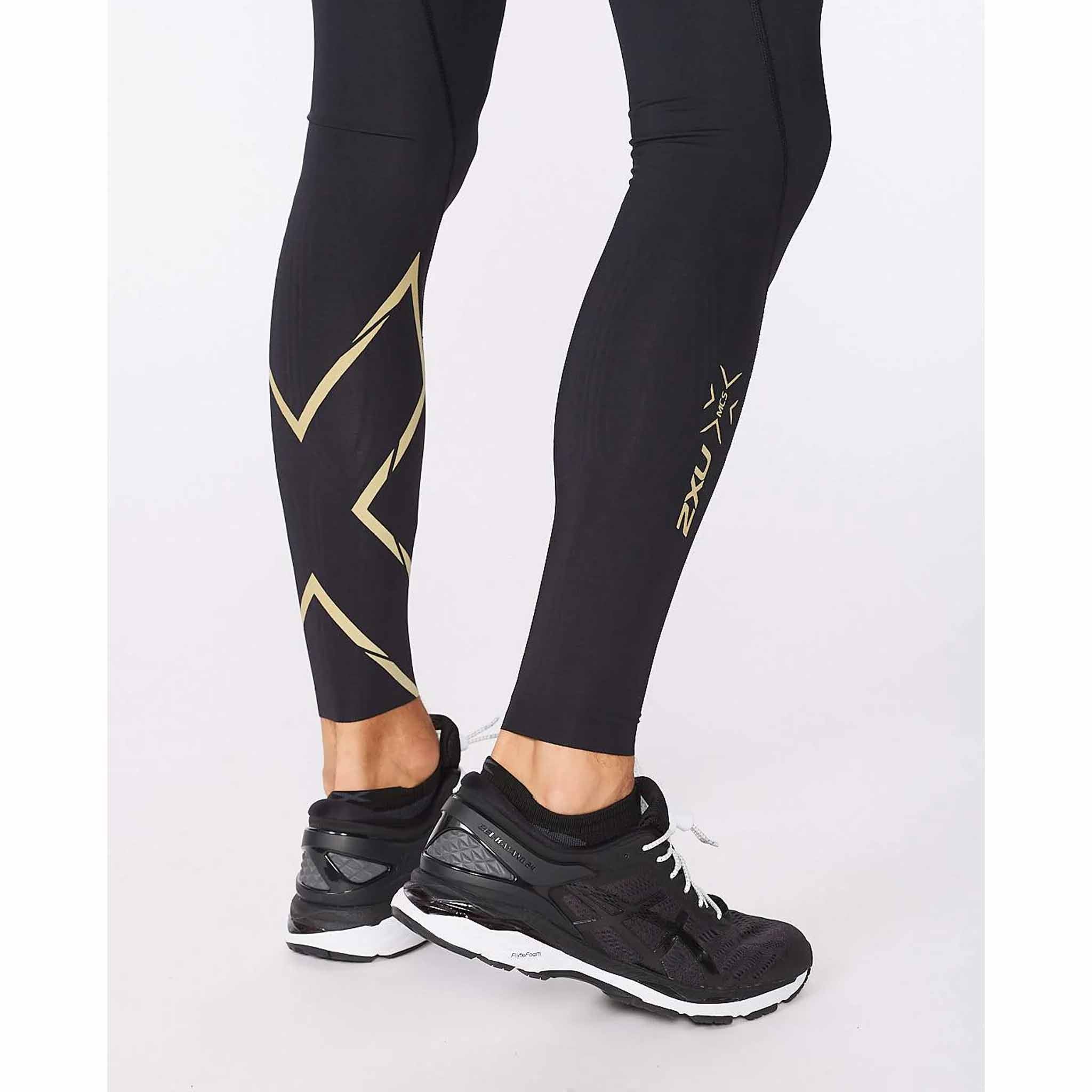 2XU Light Speed Mid-Rise Womens Compression Tights - black/gold reflective  - tall
