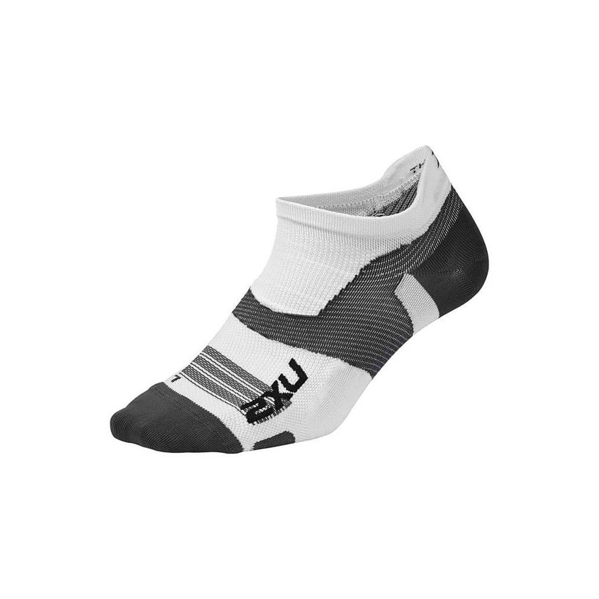 2XU Vectr Ultralight No Show bas court de course a pied unisexe - Blanc / Gris