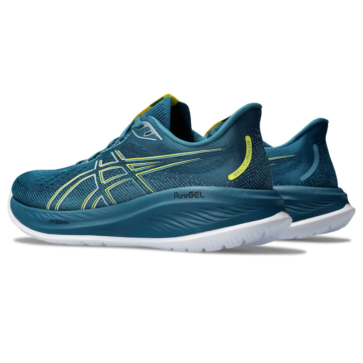 ASICS Gel Cumulus 26 chaussures de course à pied homme lateral -Evening Teal/Bright Yellow