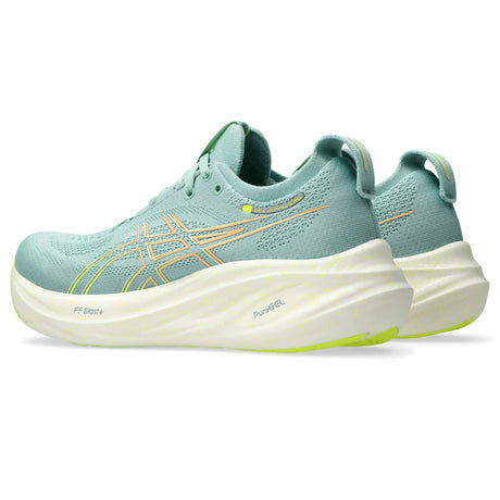 Asics Nimbus 26 Women's Running Shoes - Light Celadon / Safety Yellow