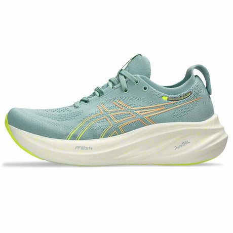 Asics Nimbus 26 Women's Running Shoes - Light Celadon / Safety Yellow