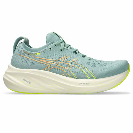 Asics Nimbus 26 Women's Running Shoes - Light Celadon / Safety Yellow