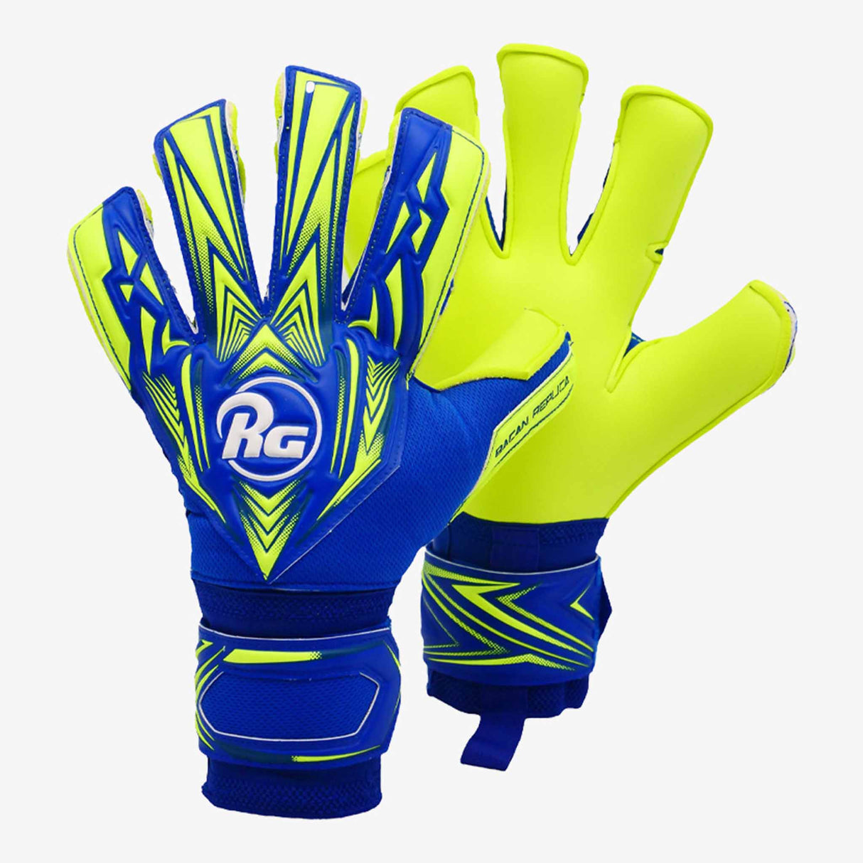 RG Goalkeeper Gloves Bacan Replica gants de gardien de but de soccer - Bleu / Jaune Néon