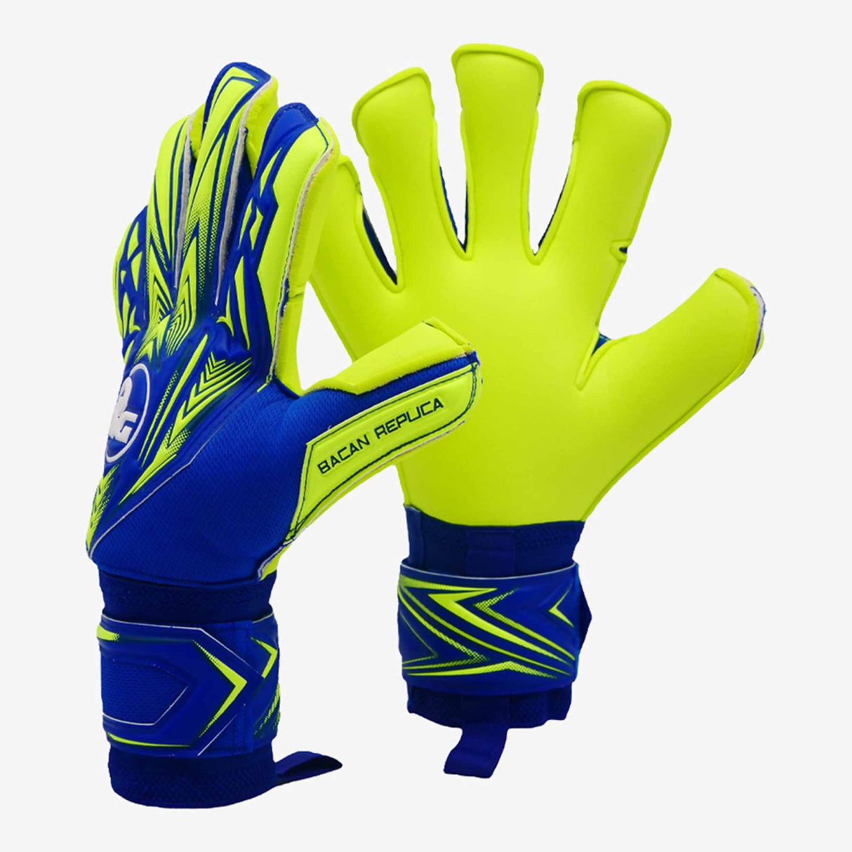 RG Goalkeeper Gloves Bacan Replica gants de gardien de but de soccer - Bleu / Jaune Néon