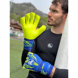 RG Goalkeeper Gloves Bacan Replica gants de gardien de but de soccer - Bleu / Jaune Néon