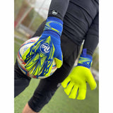 RG Goalkeeper Gloves Bacan Replica gants de gardien de but de soccer - Bleu / Jaune Néon