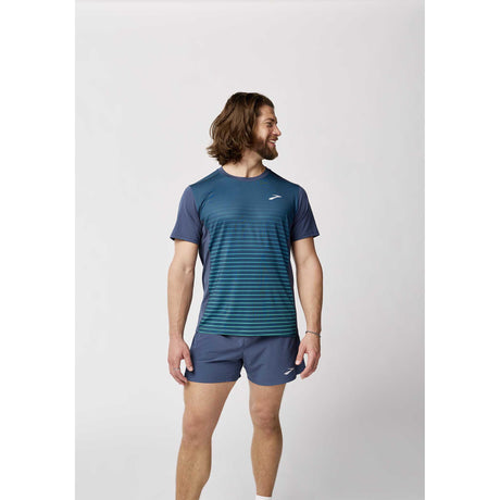 Brooks Atmosphere Short Sleeve 3.0 T-shirt homme face - Setting Stripe