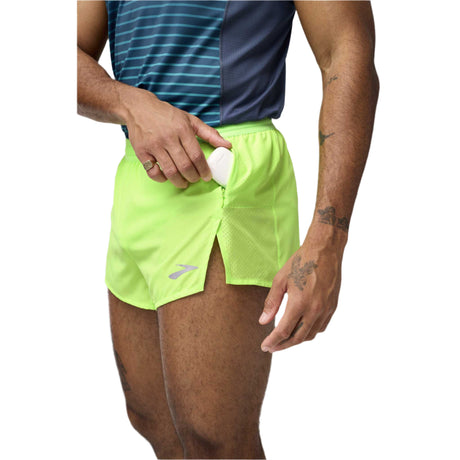 Brooks Breakaway 3-inch short de course à pied homme poche latérale - Neo Limeade