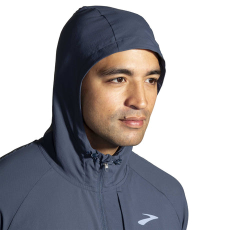 Brooks Canopy Jacket coupe-vent de course à pied homme capuche- Blue Slate