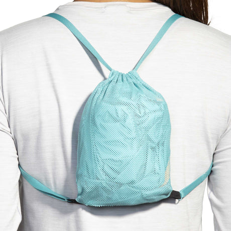 Brooks Canopy manteau coupe-vent de course à pied femme au dos - Aqua