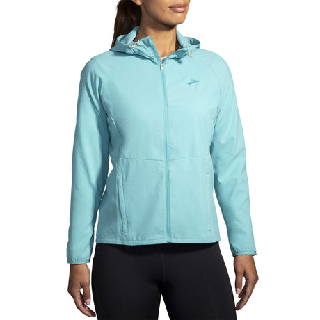 Brooks Canopy manteau coupe-vent de course à pied femme live  face- Aqua