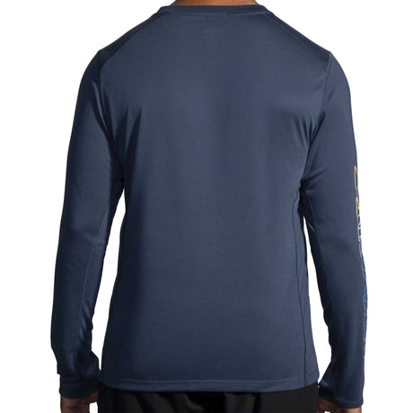 Brooks Distance 3.0 t-shirt de course à manches longues homme dos  - Blue Slate / Brooks Gradient