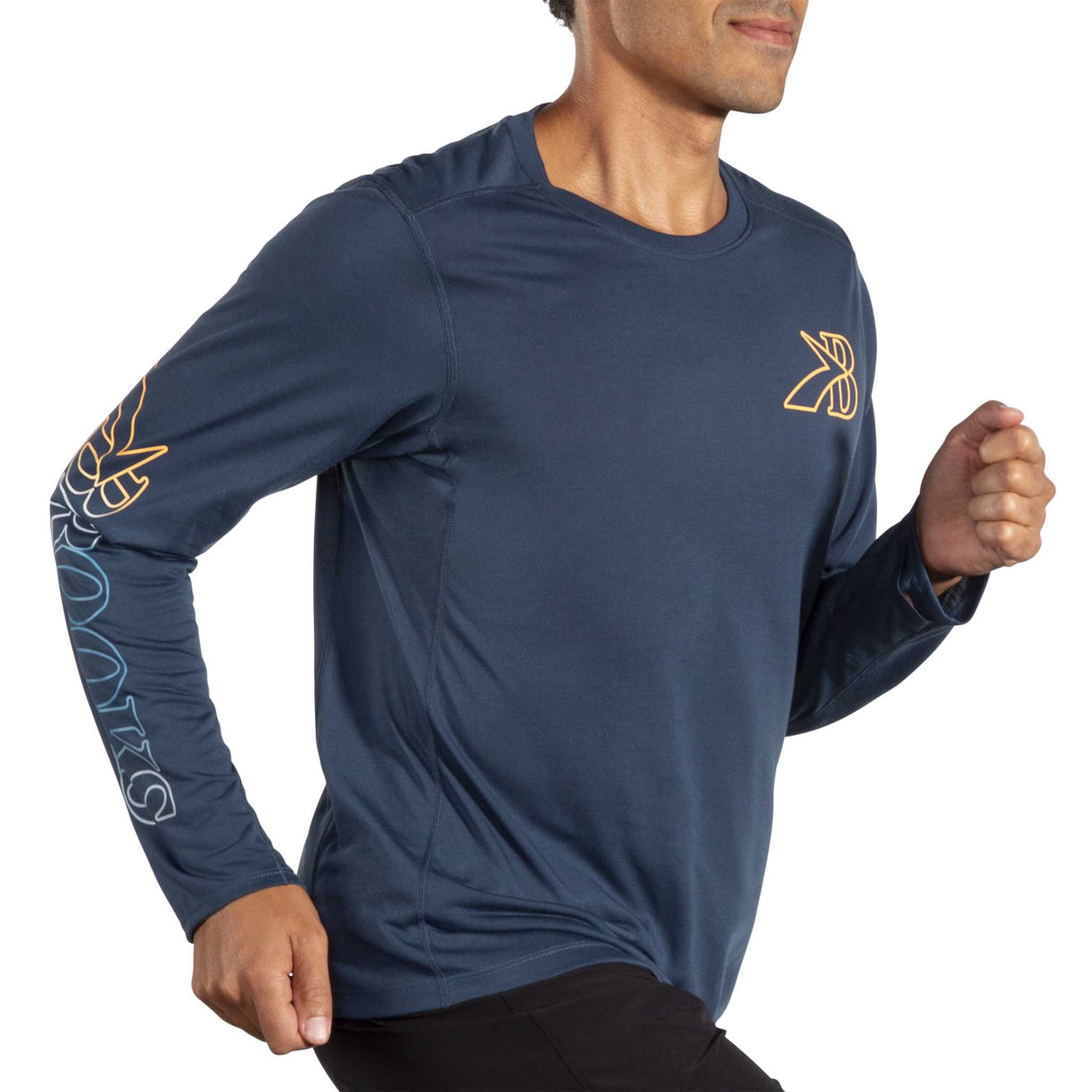 Brooks Distance 3.0 t-shirt de course à manches longues homme action  - Blue Slate / Brooks Gradient