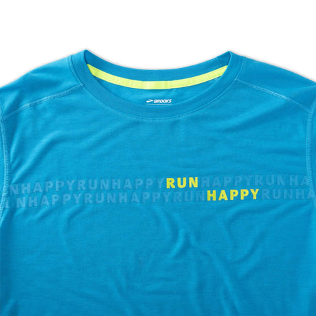 Brooks Distance t-shirt de course à pied à manches courtes 3.0 homme col -Htr Cerulean/RH Stripe