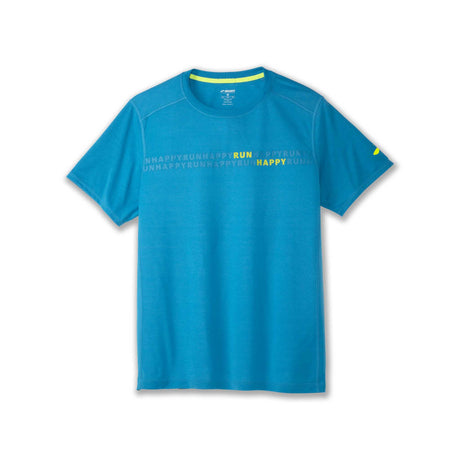 Brooks Distance t-shirt de course à pied à manches courtes 3.0 homme -Htr Cerulean/RH Stripe