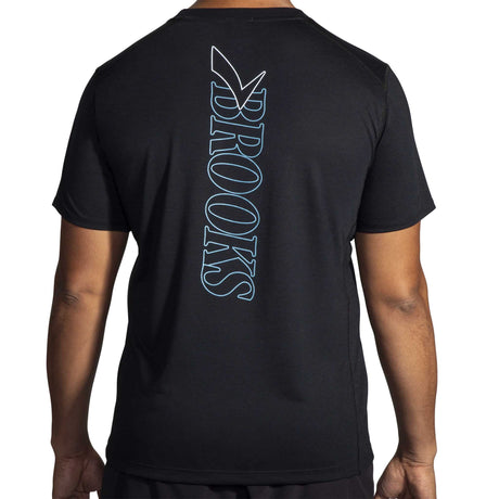 Brooks Distance t-shirt de course à pied à manches courtes 3.0 homme dos live -Black / Brooks Outline