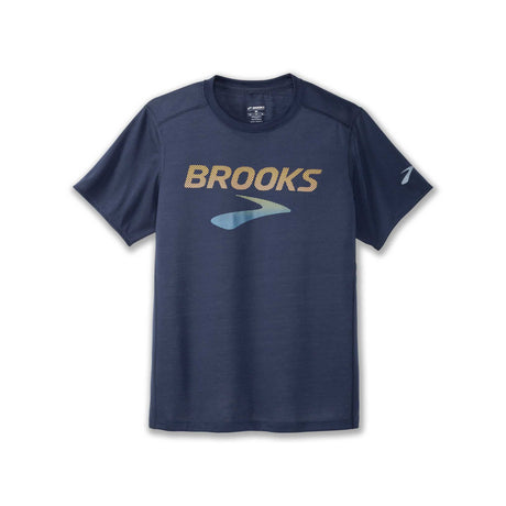 Brooks Distance t-shirt de course à pied à manches courtes 3.0 homme - Blue Slate / BR Logo