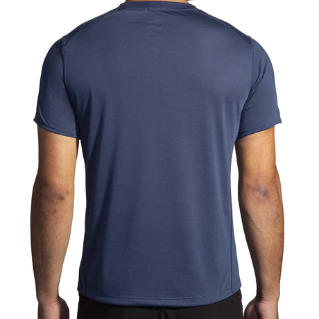 Brooks Distance t-shirt de course à pied à manches courtes 3.0 homme dos - Blue Slate / BR Logo