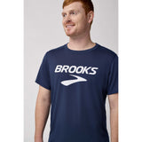 Brooks Distance Short Sleeve 3.0 toshirt homme face -Blue Slate / Brooks Logo