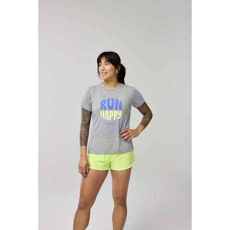 Brooks Distance 3.0 t-shirt de course à manches courtes femme live -Heather Ash / Run Happy