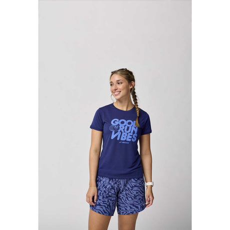 Brooks Distance 3.0 t-shirt de course à manches courtes femme live - Midnight / Good Run Vibes