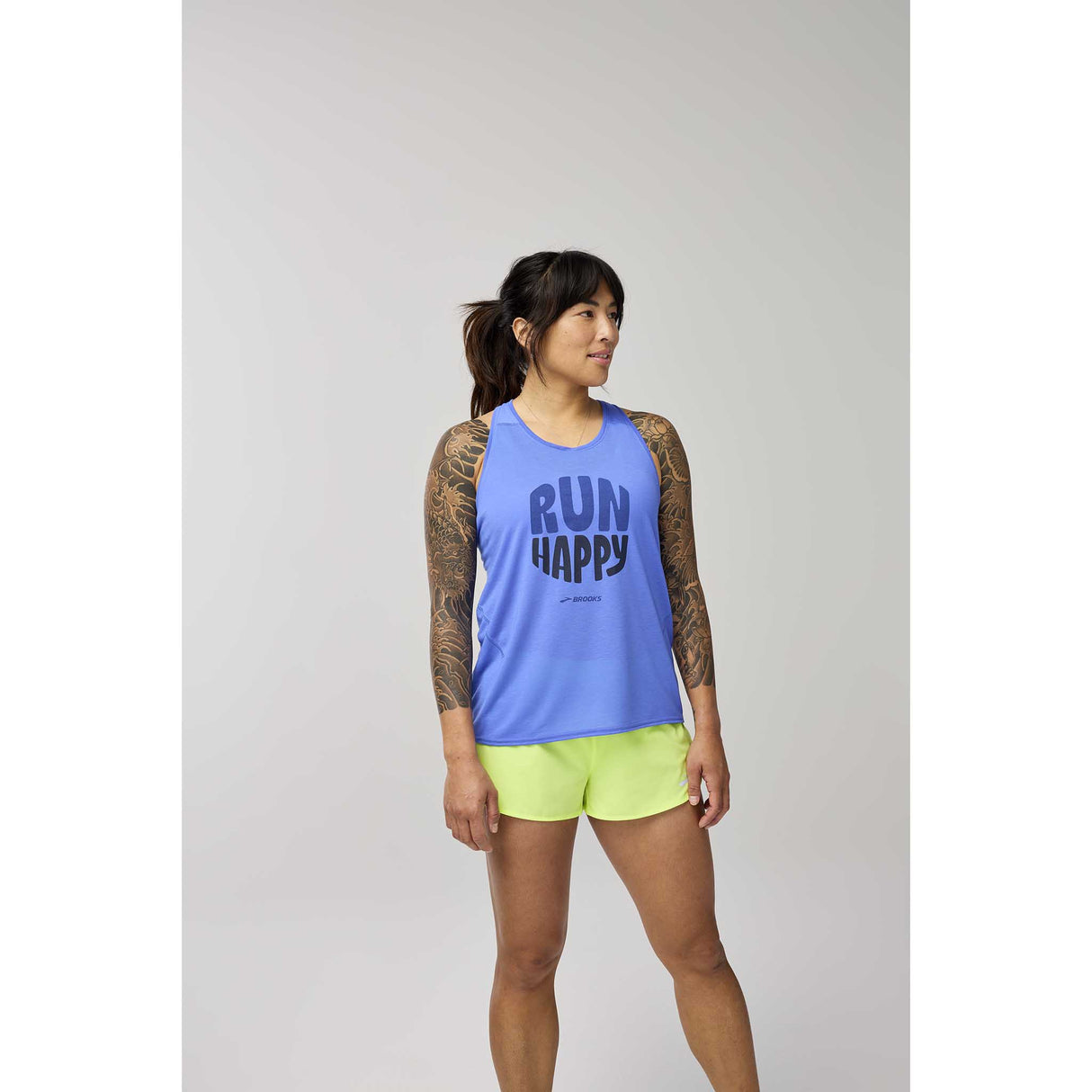 Brooks Distance 3.0 tank top course femme live - Bluebell / Run Happy