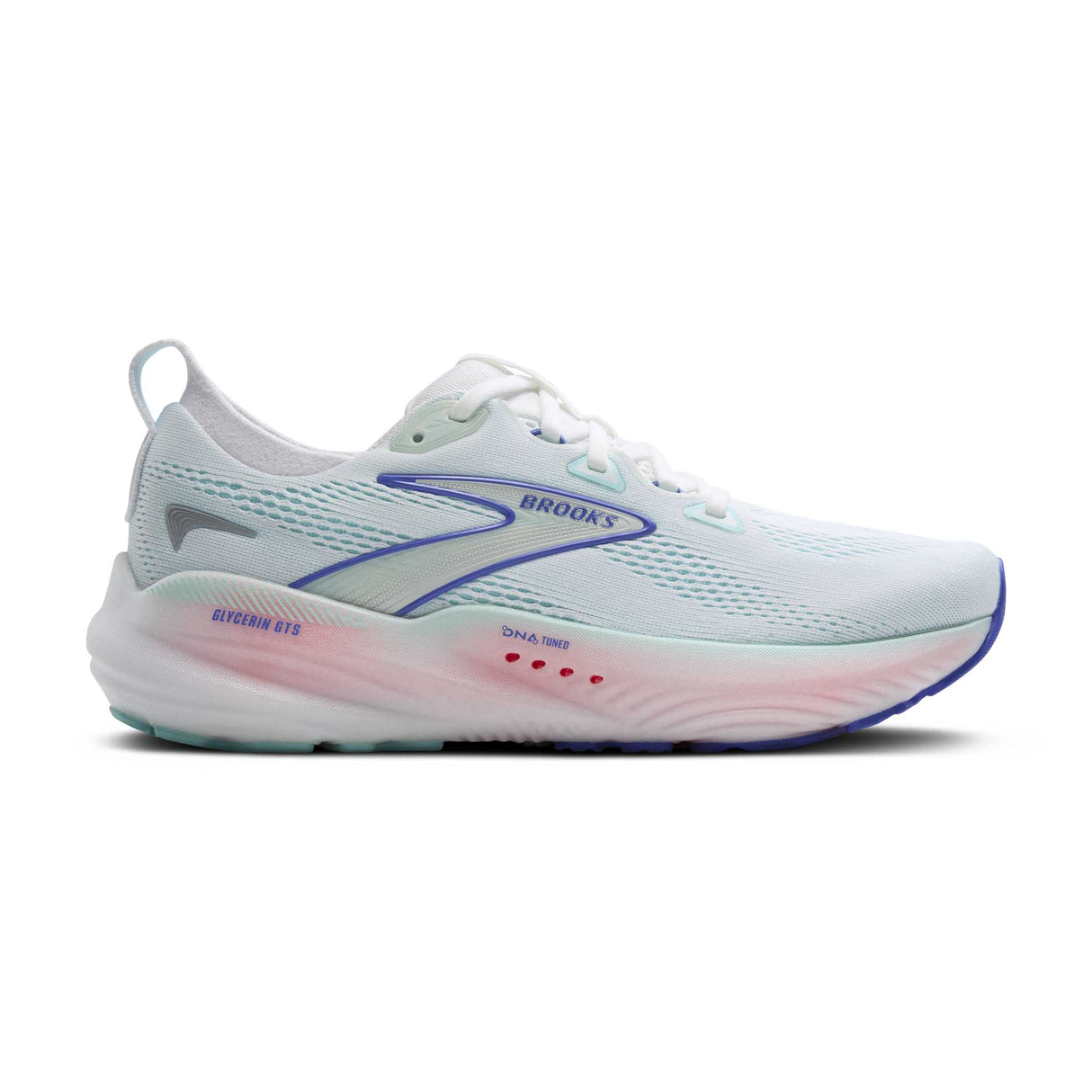 Souliers de course femme Brooks Glycerin GTS 22 - White / Limpet Shell / Amparo Blue