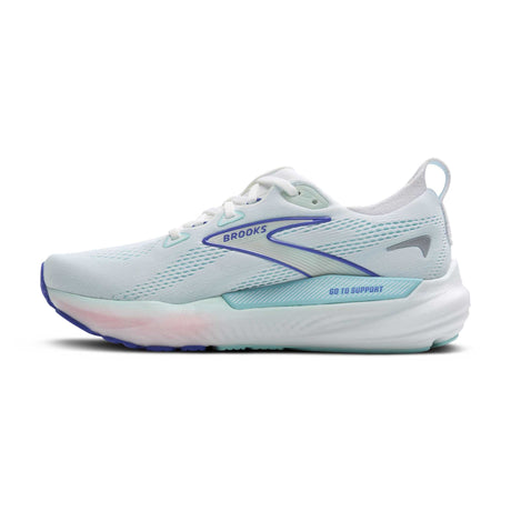 Souliers de course femme Brooks Glycerin GTS 22 lateral - White / Limpet Shell / Amparo Blue