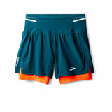 Brooks High Point 2.0 5-Inch Shorts for Men - Deep Sea / Flame