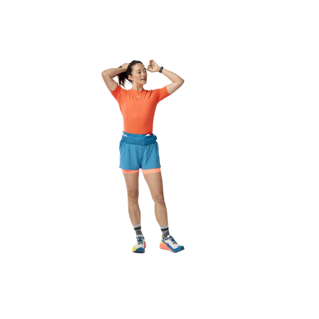 Brooks High Point short de course à pied 3 po 2-en-1 2.0 femme live - Celestial / Neo Ember