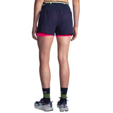 Brooks High Point short de course à pied 3 po 2-en-1 2.0 femme dos live - Navy / Neo Pink