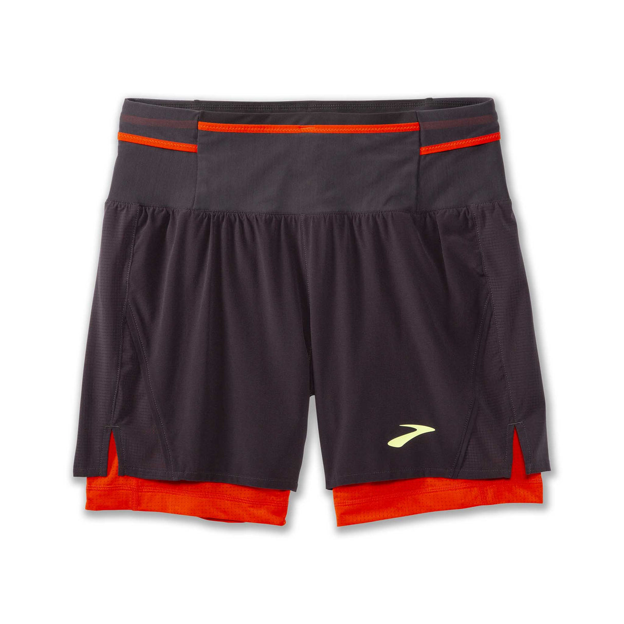 Brooks High Point short de course à pied 5 po 2-en-1 2.0 homme - Phantom Grey / Cherry Tomato