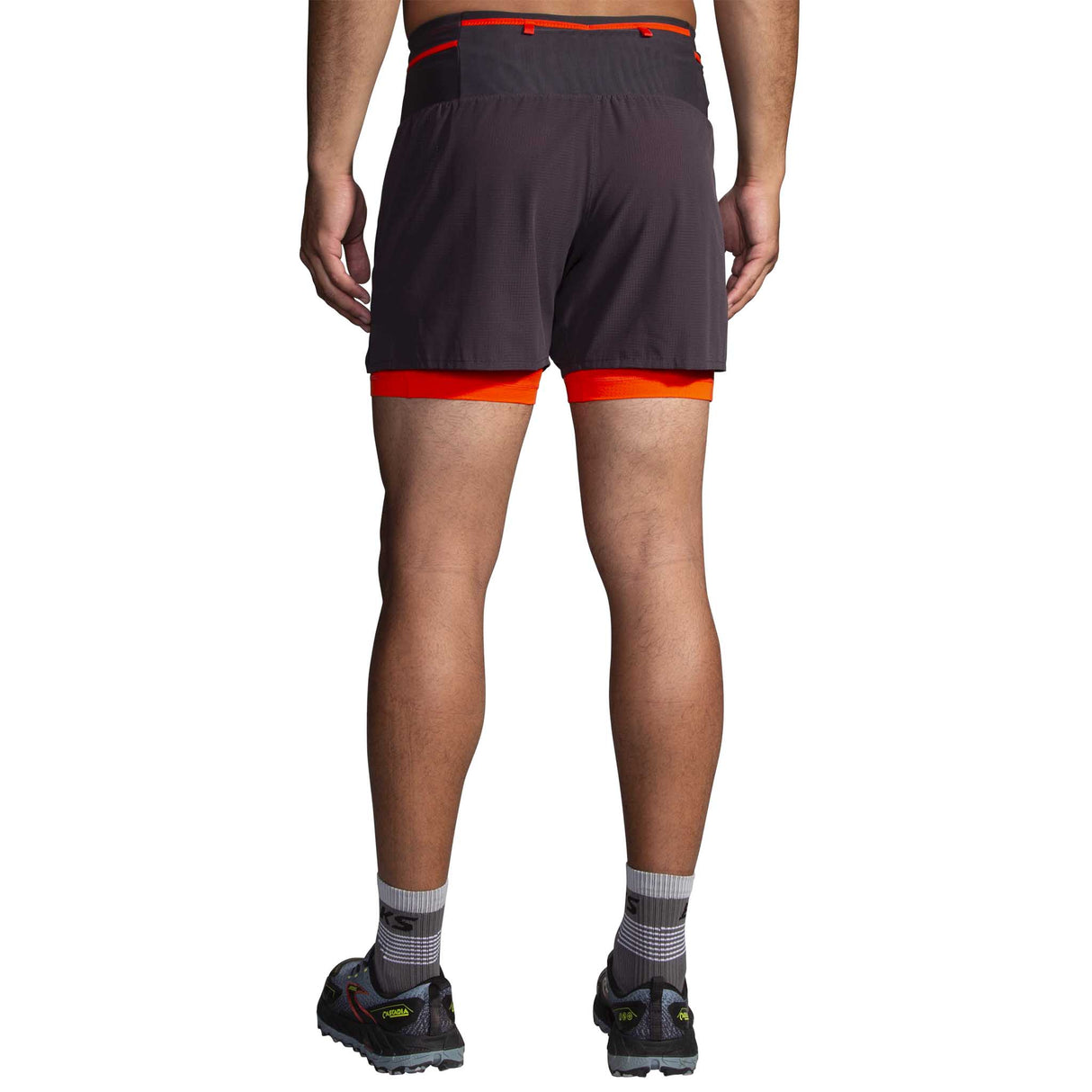 Brooks High Point short de course à pied 5 po 2-en-1 2.0 homme live dos - Phantom Grey / Cherry Tomato