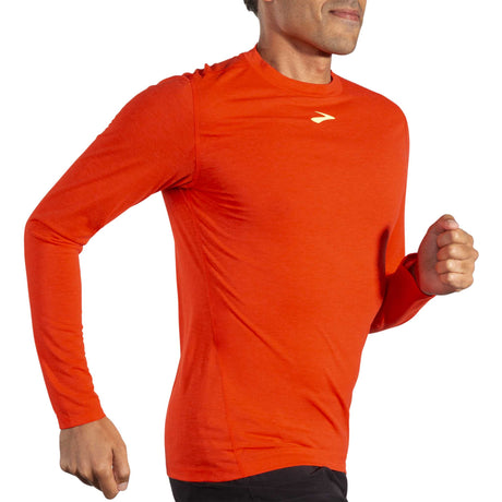 Brooks High Point Long Sleeve t-shirt de course à manches longues homme live- Cherry Tomato