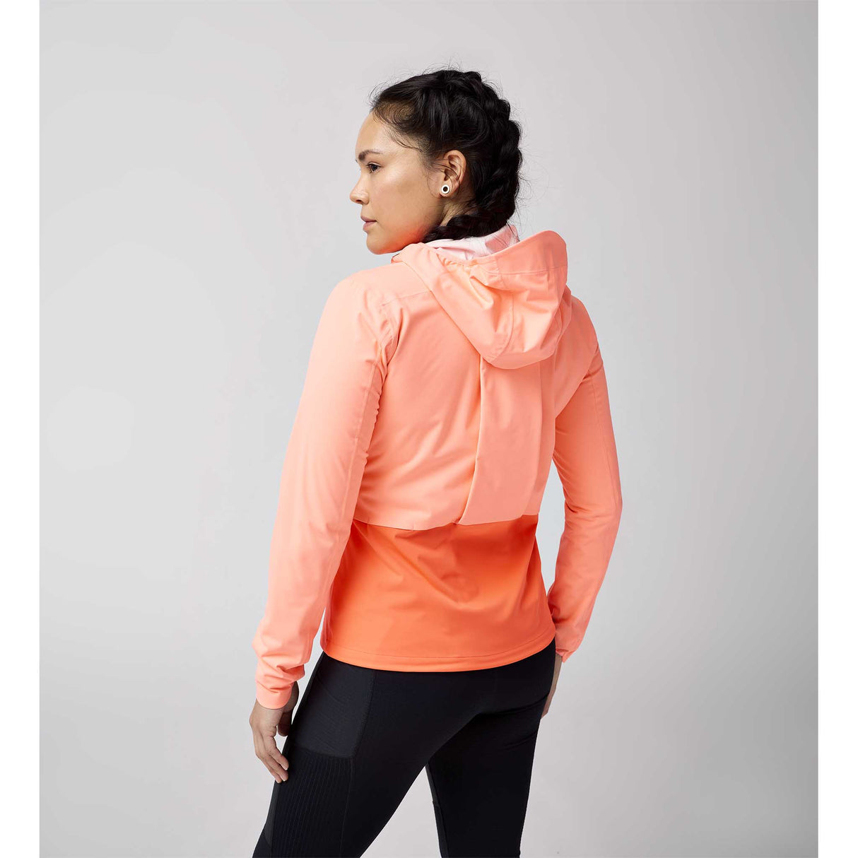 Brooks High Point 2 manteau imperméable de course à pied femme dos- Neo Ember / Flame