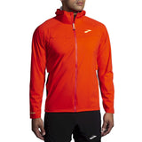 Brooks High Point Waterproof Jacket de course homme face - Cherry Tomato / Phantom Grey