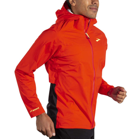 Brooks High Point Waterproof Jacket de course homme action - Cherry Tomato / Phantom Grey