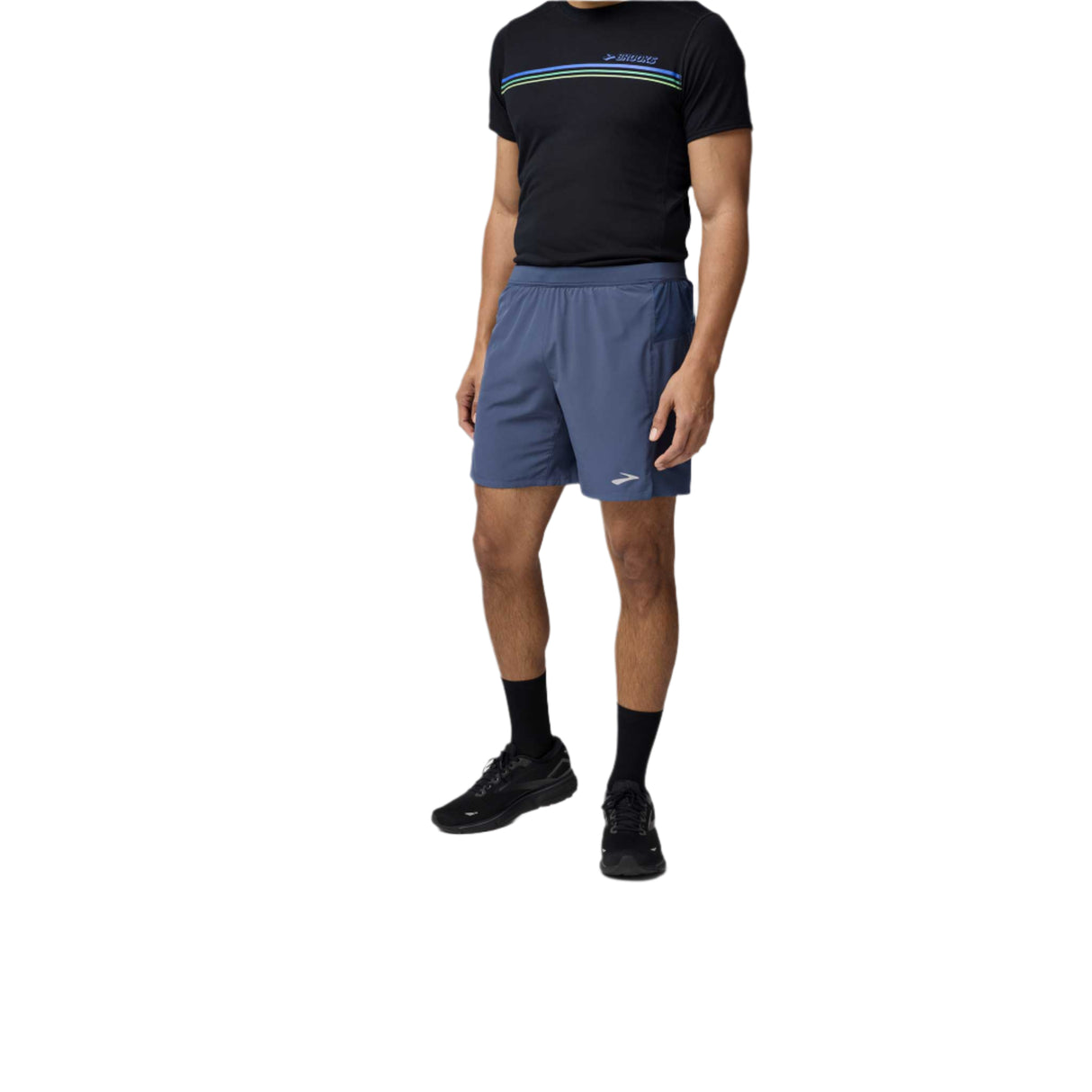 Brooks Journey short de course à pied 7 po homme face - Blue Slate