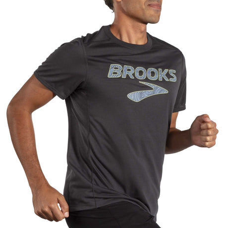 Brooks Distance t-shirt de course à pied à manches courtes 3.0 homme action -Phantom Grey / Brooks Trail