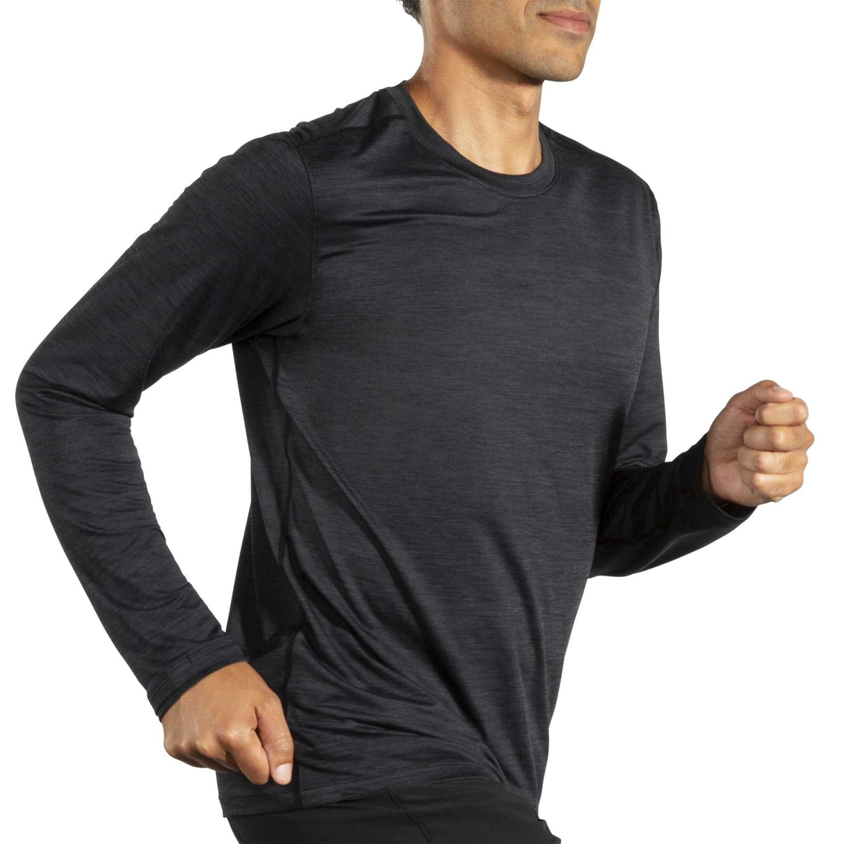 Brooks Luxe chandail de course à manches longues homme live - Heather Deep Black