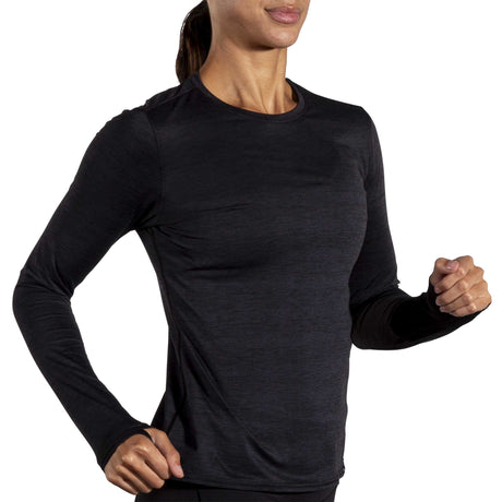 Brooks Luxe chandail de course à manches longues femme - Heather Deep Black