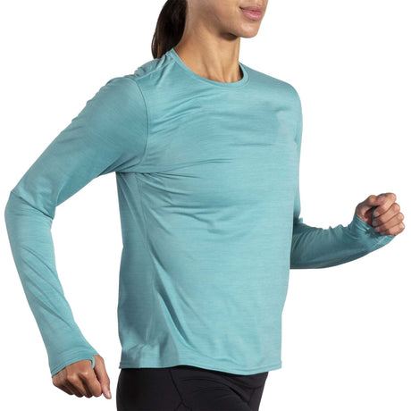 Brooks Luxe chandail de course à manches longues femme live - Heather Aqua