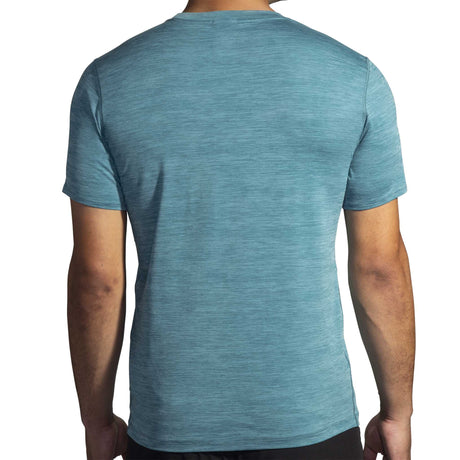 Brooks Luxe Short Sleeve T-shirt de course à manches courtes homme dos - Heather Storm Blue