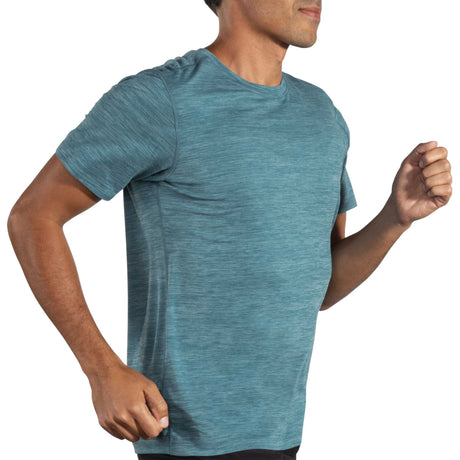 Brooks Luxe Short Sleeve T-shirt de course à manches courtes homme action - Heather Storm Blue