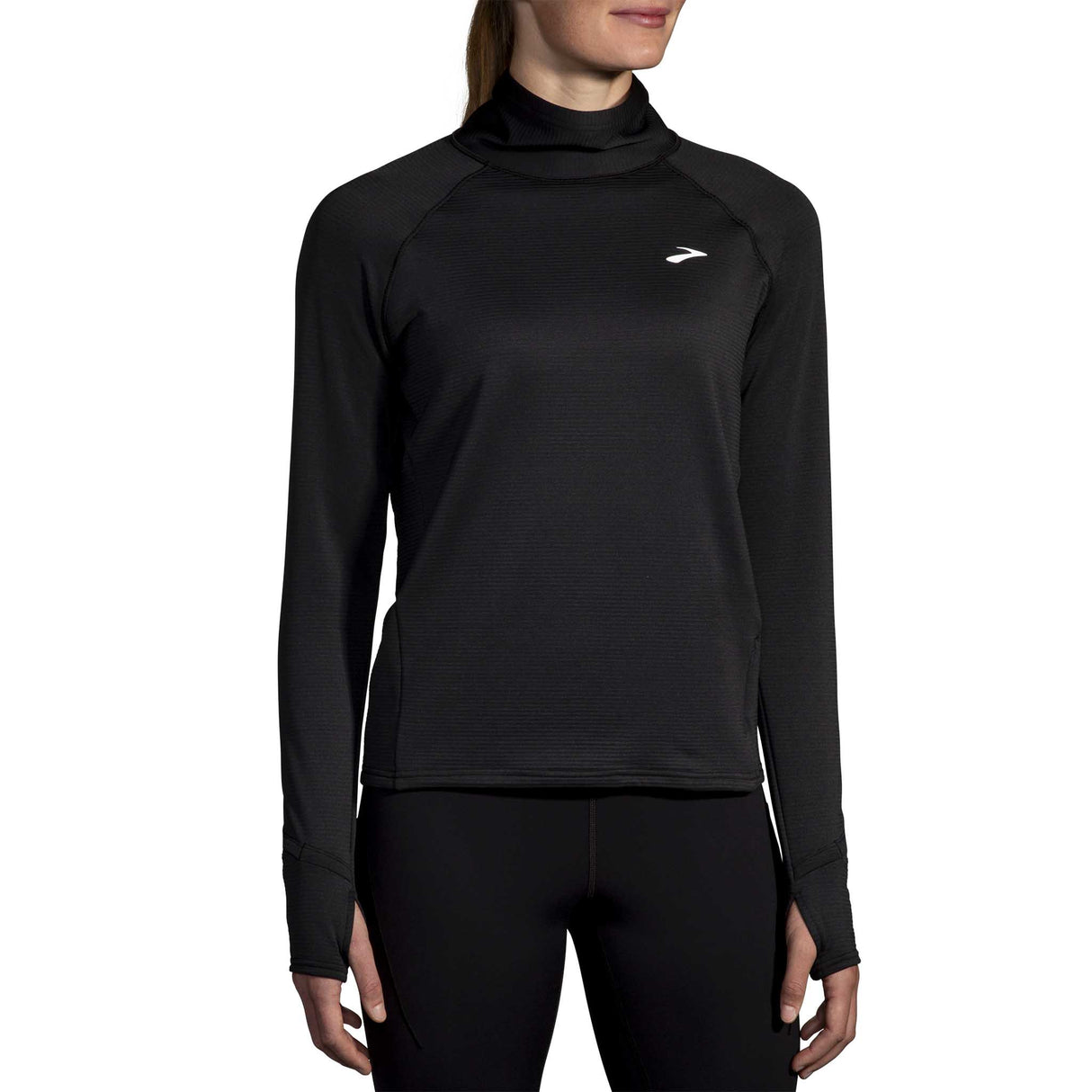 Brooks Notch Thermal chandail de course à manches longues 2.1 femme face - Noir