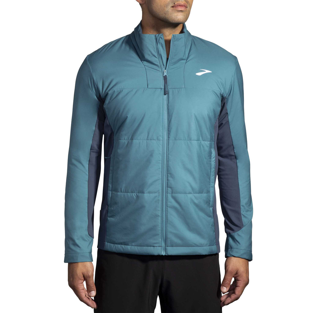 Brooks Shield Hybrid Jacket 3.0 manteau de course à pied homme face - Storm Blue / Blue Slate