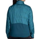 Brooks Shield Hybrid Jacket 3.0 manteau de course femme dos - Ocean Drive / Moroccan Blue