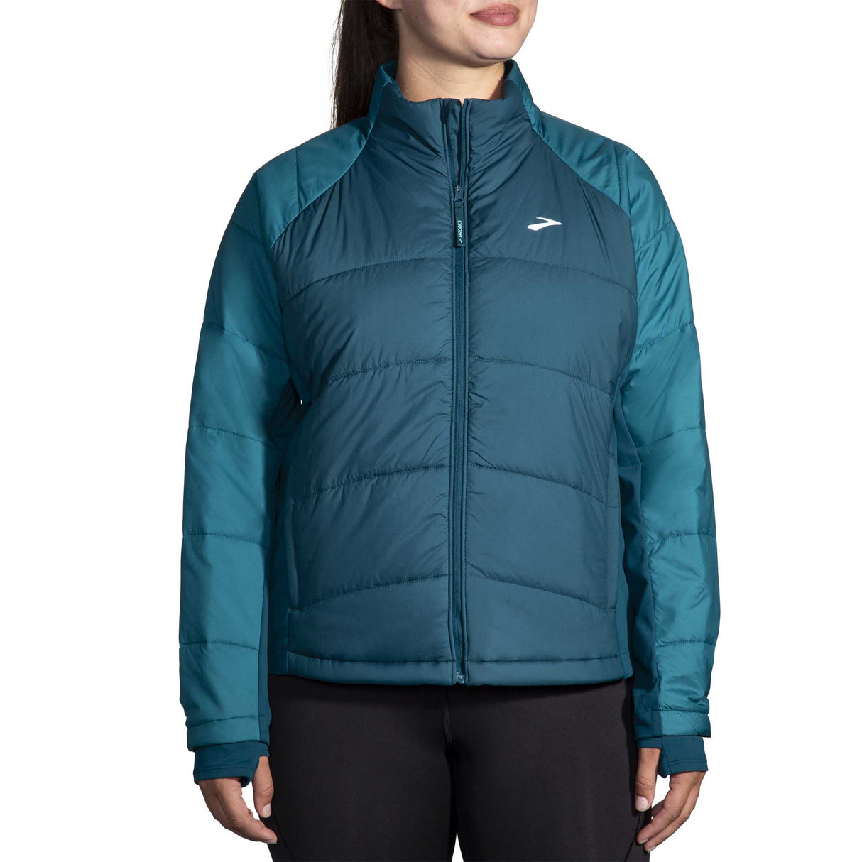 Brooks Shield Hybrid Jacket 3.0 manteau de course femme face - Ocean Drive / Moroccan Blue